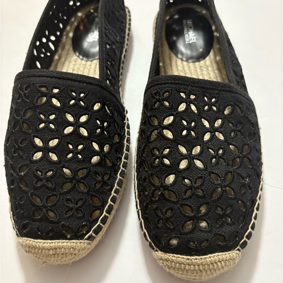 Michael Kors Darci Denim Black and Cream Espadrille Slip On Flats. Floral Size 9 - Picture 1 of 11